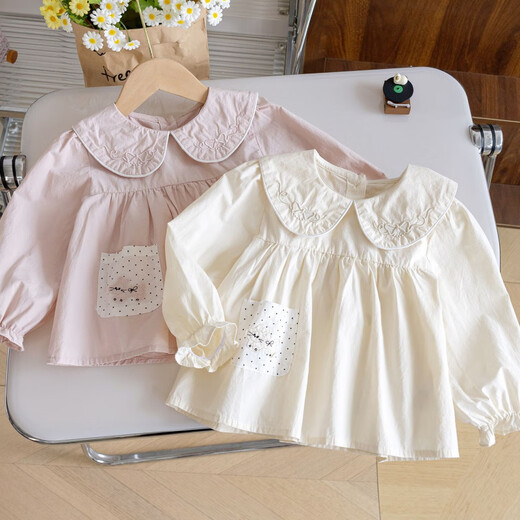 Shanou 2026 spring and autumn new style girls' doll shirt children's long-sleeved top baby pullover princess shirt TXY pink 100