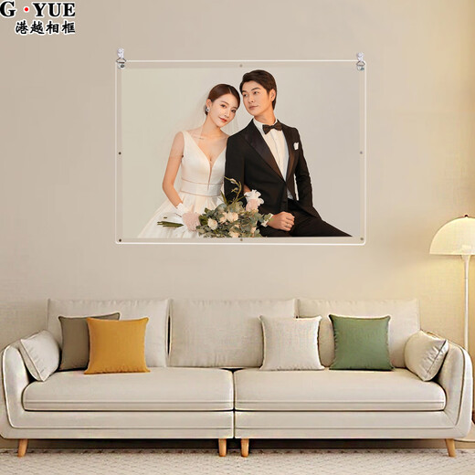 Hong Kong and Vietnam double-sided transparent acrylic wedding photo frame for hanging on the wall, photo development, printing and customization to make a family portrait table, double-sided transparent rounded corners, 6 inches, inner frame 10.2*15.2 cm for hanging