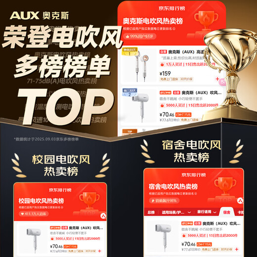 AUX hair dryer dormitory-specific low-power 500w hair drying home college student dormitory light sound does not hurt hair care hair dryer high air volume quick drying styling mini portable