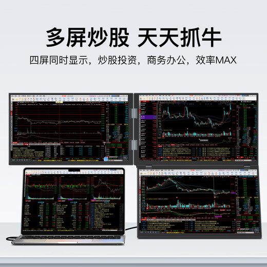 Zhilisheng portable all-in-one folding four-screen six-screen computer professional multi-screen stock trading special screen display stock trading futures financial trading equipment computer full set Ultra9-32G-2TB four-screen portable computer