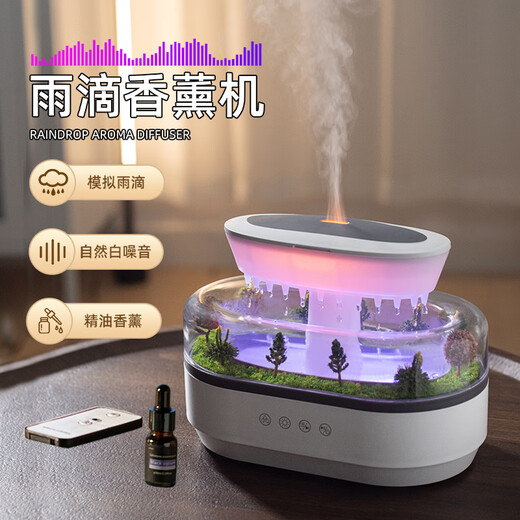 South Sandwich Aromatherapy Machine Automatic Scent Sprayer White Noise Humidifier Desktop Micro Landscape Home Bedroom Silent Colorful Ambient Light Large Fog White Noise Aromatherapy Humidifier Simulated Raindrops + Micro Landscape Silent + Z5 Bottle Essence