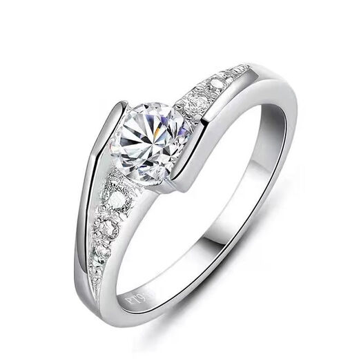 PT950 platinum cross-arm starry moissanite ring, simulated diamond ring, simple and elegant, proposal gift for girlfriend, female D-E/extremely white 50 points LC/flawless under the mirror No. 8