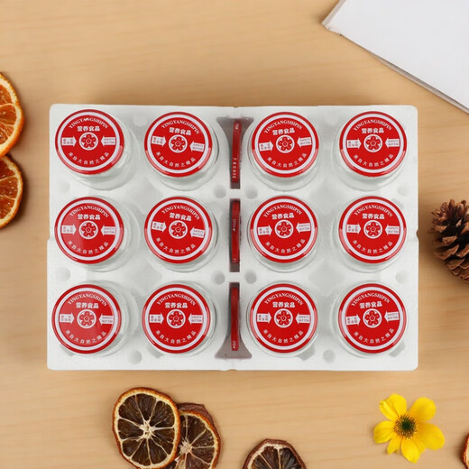 Food-grade glass bottle for canned yellow peach, glass bottle for tomato paste, glass bottle that is resistant to high temperatures and can be steamed, 500g, 12 empty bottles with lids + 3 spare lids included