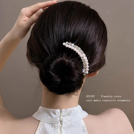 Pearl upside-down comb hairpin for women 2025 new high-end hairpin artifact hairpin high-end hair comb hairpin headdress 11 high-end 2-piece set