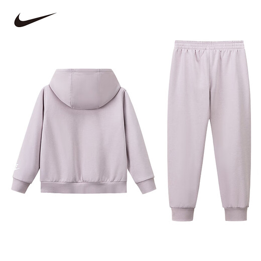 NIKE Girls' Hooded Fleece Sweatshirt + Pants 2-piece Set 2025 Winter Flower Print Children's Warm Suit