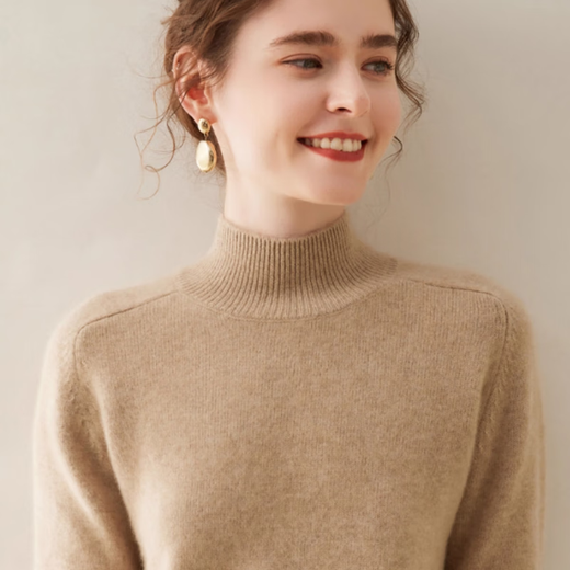 Ordo City Cashmere Sweater Women's 2025 Autumn and Winter New Thick Solid Color Warm Sweater Cashmere Knitted Bottoming Sweater Gao Yatuo S 80-100Jin Jin is equal to 0.5 kg