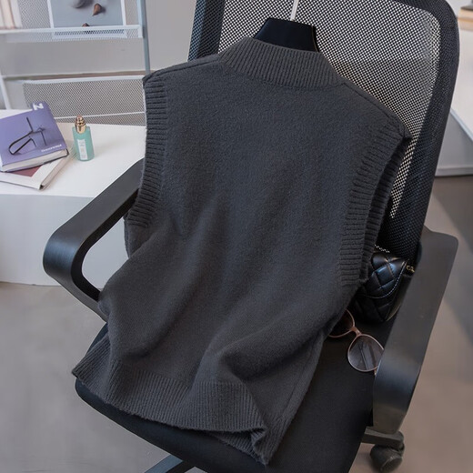 Sibaishe solid color V-neck stacked vest for women 2025 autumn new fashion simple knitted pullover vest