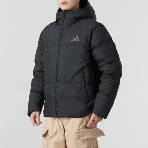 Adidas Men's New Autumn and Winter Warm Core Down Jacket Water Repellent Warm 600 Puff Duck Down Hooded Bread Jacket JV6187 M