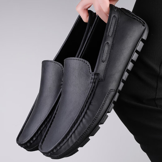 
Doudou shoes men's cowhide breathable business casual shoes trendy men's casual shoes leather shoes genuine leather breathable versatile black 9908mt 42 (260mm)