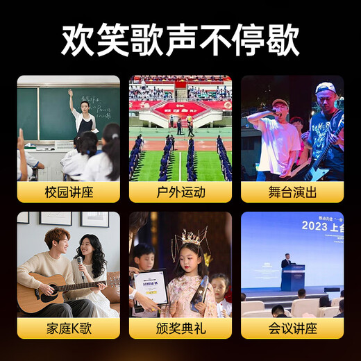 Jinzheng Rechargeable Wireless Microphone Wireless Microphone One to Two K Song Professional Singing Handheld Microphone Universal Home KTV Audio Speaker Special Double OK-12S Gold