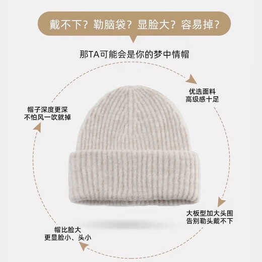 Red Dragonfly Wool Hat Women's Autumn and Winter Warm Knitted Hat Ear Protection Loose Cold Hat Thickened Wool Pile Cotton Hat