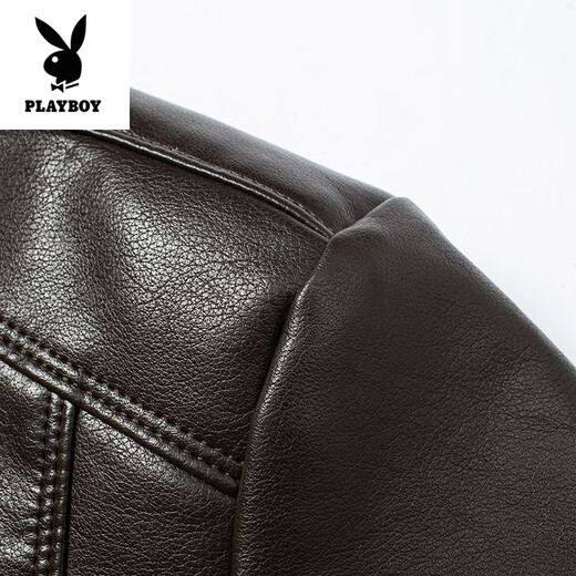 Playboy (PLAYBOY) chaqueta de cuero genuino Haining de alta gama para hombres en invierno nuevo estilo de piel con solapa integrada chaqueta de piel de oveja de primera capa forro de terciopelo de cordero negro cálido y engrosado 2XL 185 recomendado 140-155 Jin Jin equivale a 0,5 kg