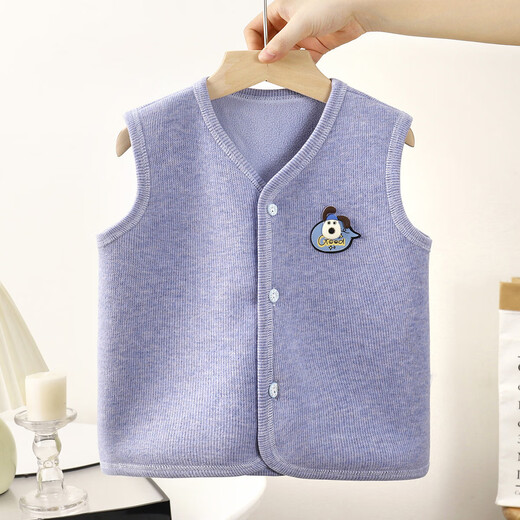 New style children's vest with velvet and thickening to keep warm for outer wear in autumn and winter for boys and girls cardigan vest 287 yellow -Xinyu vest 80 cm