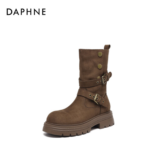 Daphne Kurzstiefel Frauen Retro Britisch -Stil Martin Boots 2025 Herbst Neue dicke Absatzwestliche Denim Stiefel vielseitig braun 38 (240 mm) Standardgröße