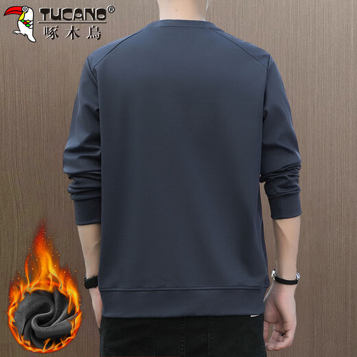 Woodpecker (TUCANO) sweatshirt men's autumn and winter long-sleeved T-shirt bottoming shirt round neck casual clothes men's jacket navy plus velvet XL