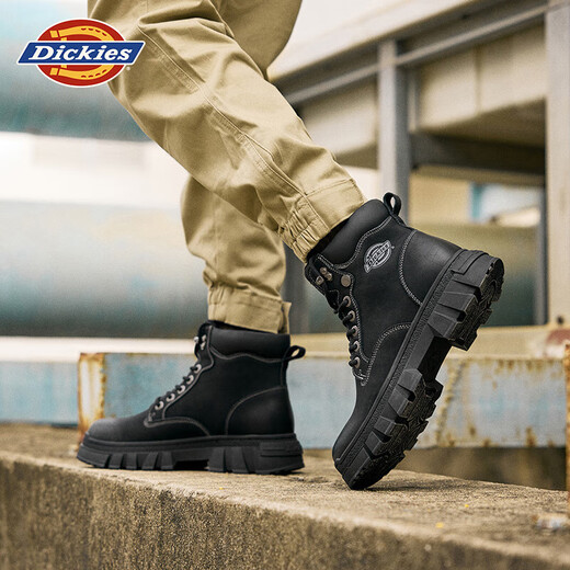 Dickies Botas Martin para hombre Botas de moda para hombre Botas cómodas para exteriores Botas de cuero Botas de trabajo de estilo británico para hombre Negro 43