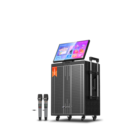 SANSUI home ktv audio set outdoor karaoke smart audio square dance portable pull rod high power speaker with display electric acoustic guitar folk instrument speaker Q188
