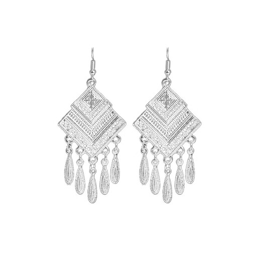 
Eryi national style earrings retro style earrings a few silver jewelry headdresses Miao Bai ethnic group Dali Miao village silver jewelry Miao silver earrings E16864. Color