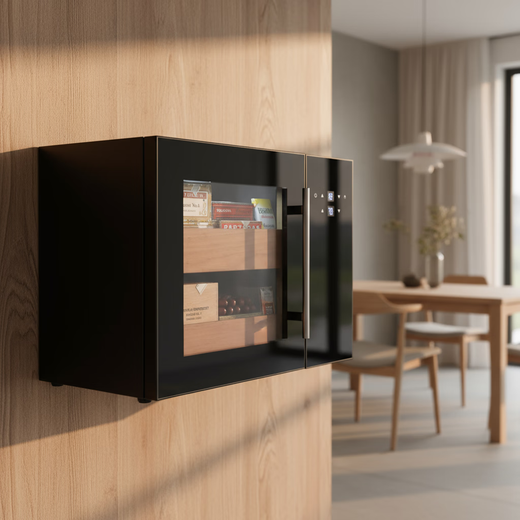 Senling cigar cabinet small ultra-thin 38 cm independent embedded constant temperature and humidity eggplant mini humidor cedar wood shelf sideboard red wine cabinet factory direct sales professional customization