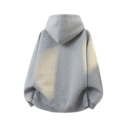 Dingfengbaoluo American Cardigan Hooded Sweatshirt Heavyweight Men's and Women's Autumn Casual Loose Couple Jacket XDS01 Hemp Gray XL