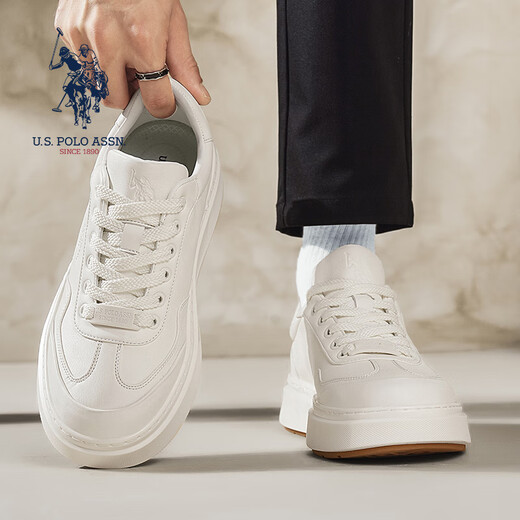 U.S. POLO ASSN. Autumn new business casual shoes Paul men's shoes fashionable and versatile leather white shoes thick-soled non-slip heightening sneakers
