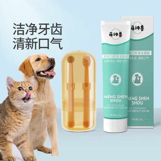 OTHER/Other pet toothbrush Teddy cat brushes teeth to remove calculus and remove bad breath edible toothpaste dog set Pet tooth brushing set (2 boxes of toothbrushes + toothpaste)