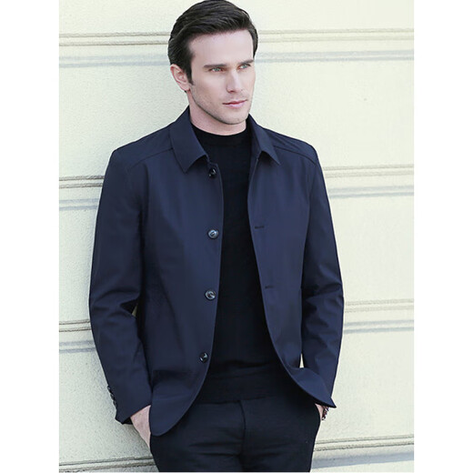 Jinba (JinBa) middle-aged men's autumn and winter cotton jacket lapel casual middle-aged and elderly dad wear cotton style dark blue (cotton style) L 175 recommended weight 125-140 Jin Jin equals 0.5 kg