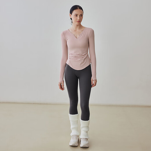 Gigt Jiji Yoga Wear Top Women's Autumn Waist Slimming Long Sleeve Sports T-shirt Running Fitness Pilates Training Wear Clay Powder L