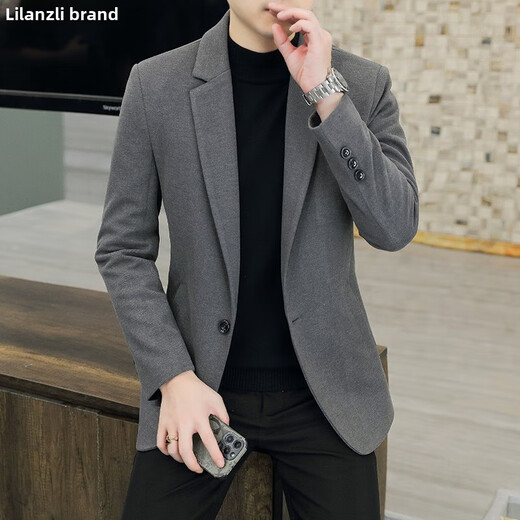 Lilan Men's Small Suit Jacket Casual Business One-piece Western Formal Wear 2025 Autumn and Winter Large Size Men's Wool Jacket Black Brand Clearance Broken Size 2XL