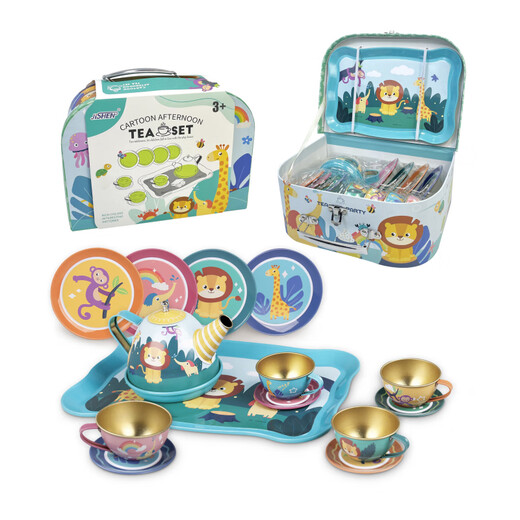 Mespang TeaCup Iron Teapot Children's Simulated Afternoon Tea Ty Tye Set Suitcase Play House Baby Kitchen Girl Set Strawberry Rabbit Tea Sac Sac