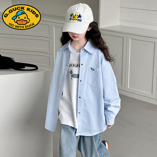 G.DUCKKIDS little yellow duck girls' shirt 2025 new pure cotton long-sleeved children's sun protection clothing big children's summer thin coat spring clothing lining beige free shipping insurance 150 cm