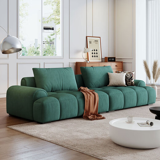 Mengshangjia fabric sofa living room small apartment model puff French cream style 2025 designer new style 2.1 meters three-seater flagship version - cat scratch cloth violet + ordinary sponge