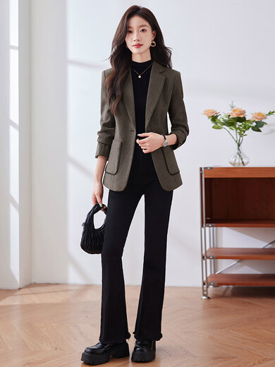 Homesee International Light Luxury High-end Jacket 2025 New Burgundy Casual Suit Jacket Women's Commuting Light Workplace Temperament Burgundy L