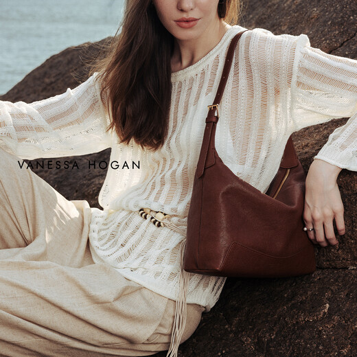 VANESSA HOGAN Zhang Yaqin's same style VH women's bag Xinran hobo bag top layer vegetable tanned cowhide texture crossbody armpit shoulder bag