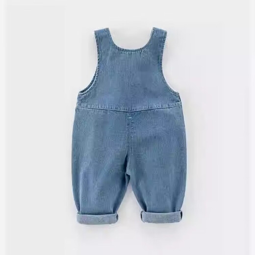 Children's Denim Overalls for Baby Boys Spring and Autumn Clothing 2025 Boys and Girls One-piece Denim Trousers Baby Pants Royal Blue Dinosaur Denim Overalls 126 80 (16-22Jin Jin is equal to 0.5 kg)