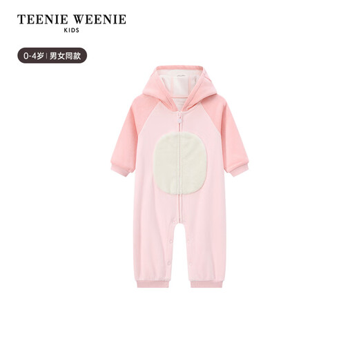 Teenie Weenie Kids Bear Children's Clothing 25th New Autumn and Winter Men's and Women's Baby Cartoon Zipper Jumpsuit Pink 80cm
