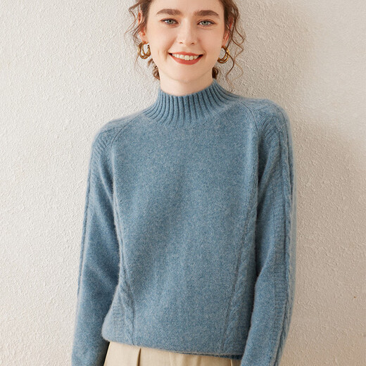 SENLIYA International Light Luxury High-end Cashmere Sweater Half Turtle Collar Cashmere Sweater Women's Cashmere Loose Thick Knitted Pullover Sweater Off-White M Collection Add to Buy and Get a Gift