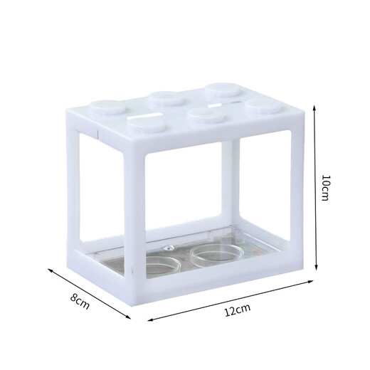 Desktop fish tank, small household building block tank, ecological tank, aquarium, betta fish tank with night light, ambient light ornament, white fish tank with two lights