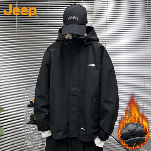 Jeep (JEEP) jacket men's coat autumn and winter casual loose assault work clothes men's black cotton XL