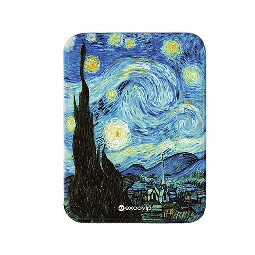 宜适酷（EXCO）梵高星空鼠标垫小号方形 包边电脑办公携带桌垫电竞鼠标托键盘书桌垫可水洗0578