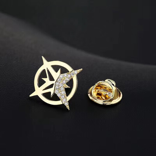 Six-pointed star brooch, men's suit corsage, small collar pin, shirt button, wedding collar flower button, anti-exposure buckle, six-pointed star gold