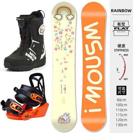 WS SnowboardsWS Snowboard Kinder Snowboard Set Komplettset Skischuhe Bindungen Snowboard Set Kinder und Jugendliche Snowboard E1 Set 90cm