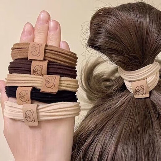 Mother, baby and children's shoe accessories Korean style fashionable bear head rope high elastic rubber band women's hair tie hair tie mixed color 2 pieces 1 pc