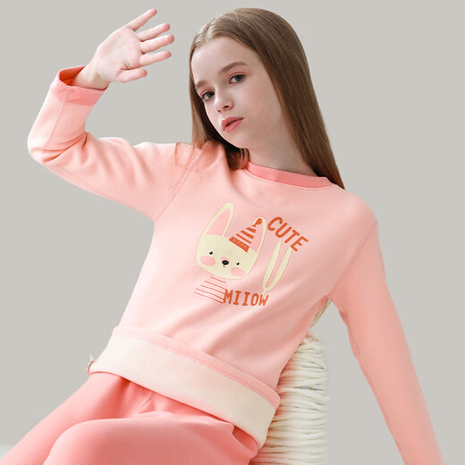 Catman children's thermal underwear set for older boys and girls, plus velvet and thickened autumn clothes and long trousers, autumn and winter inner bottoming pajamas