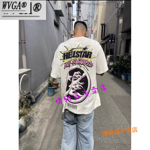 WvgaHellstar short-sleeved Hell Star American high street Vintage TEE VTG couple men and women T-shirt trendy brand 1506 red S