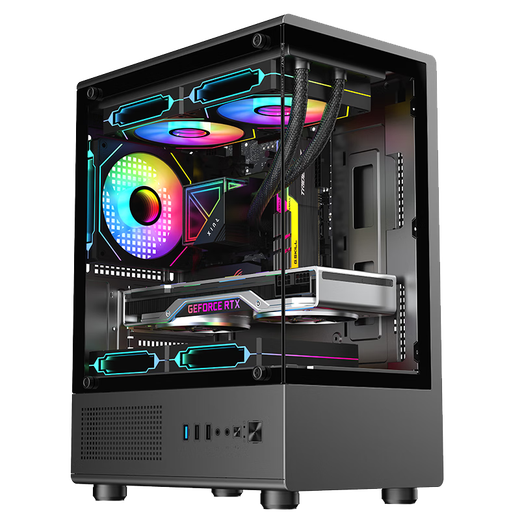 EVESKY Venus M240 Sea View Room Chassis Game Computer Main Chassis Computer Chassis Supports M-ATX motherboard/240 water cooling/270 sea view room/4090 graphics card Venus Panorama Room M240-Black