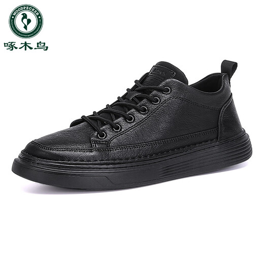 Holzspecker Sommerweiche Sohle Herrenschuhe neue wasserdichte Nicht-Schlupf-Brettschuhe Casual Plus Samt Lederschuhe reine schwarze Arbeit Arbeit Schutz Schuhe Neu 9903 Schwarz 39