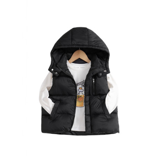 G.DUCKKIDS children's vest boys autumn and winter new down cotton thickened hooded vest vest girls medium and large children's cotton jacket hot sale black 150 height 140-150cm age 9-10 years old