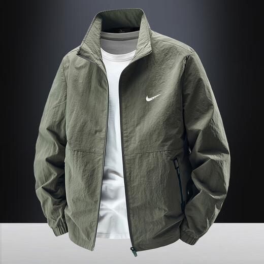 Sports jacket men's winter velvet coat casual top stand collar autumn and winter breathable windproof middle-aged fishing jacket black velvet XL 130-145Jin Jin equals 0.5 kg