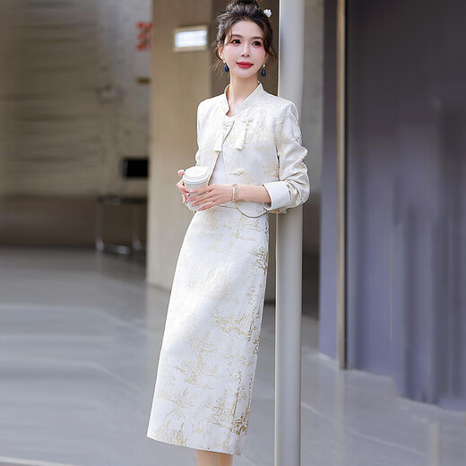 Vestido de marca de alta gama de Ehangy Luxury para mujeres 2025 Autumn New High-High Garment informal Hermoso Beautiful Skirt Apricot Color l